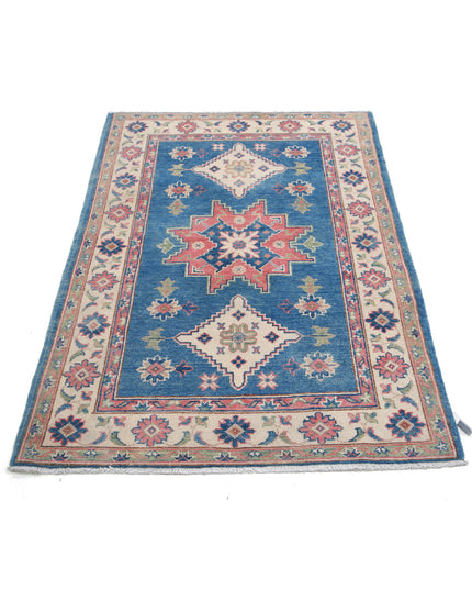 Kazak 3' 2" X 4' 10" Hand Knotted Wool Rug 3' 2" X 4' 10" (97 X 147) / Blue / Wool