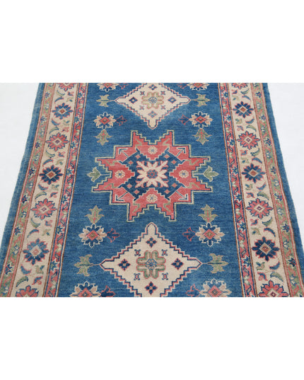 Kazak 3' 2" X 4' 10" Hand Knotted Wool Rug 3' 2" X 4' 10" (97 X 147) / Blue / Wool