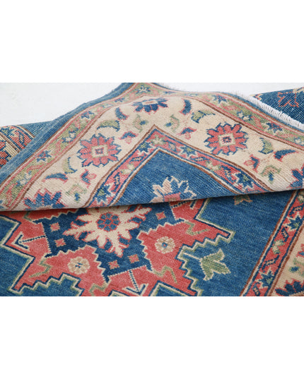Kazak 3' 2" X 4' 10" Hand Knotted Wool Rug 3' 2" X 4' 10" (97 X 147) / Blue / Wool