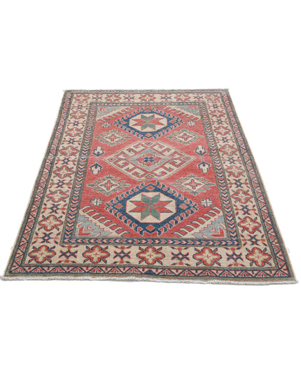 Kazak 4' 0" X 5' 4" Hand Knotted Wool Rug 4' 0" X 5' 4" (122 X 162) / Red / Wool