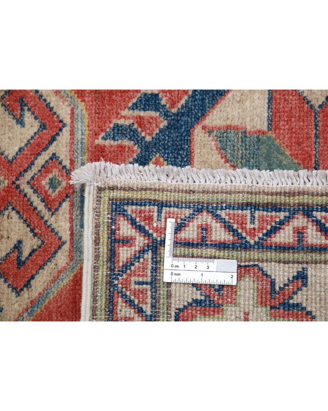 Kazak 4' 0" X 5' 4" Hand Knotted Wool Rug 4' 0" X 5' 4" (122 X 162) / Red / Wool