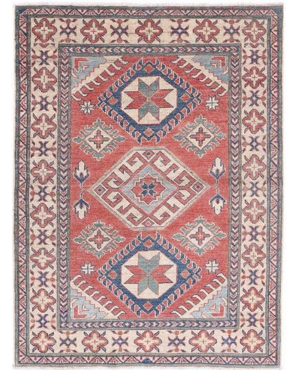 Kazak 4' 0" X 5' 4" Hand Knotted Wool Rug 4' 0" X 5' 4" (122 X 162) / Red / Wool