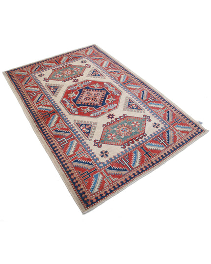 Kazak 4' 2" X 6' 0" Hand Knotted Wool Rug 4' 2" X 6' 0" (127 X 183) / Ivory / Wool