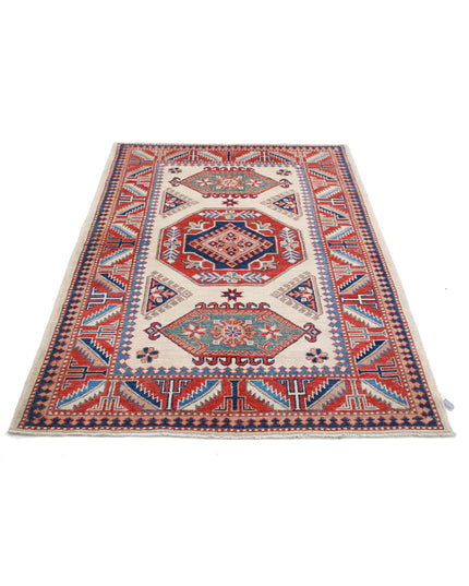 Kazak 4' 2" X 6' 0" Hand Knotted Wool Rug 4' 2" X 6' 0" (127 X 183) / Ivory / Wool