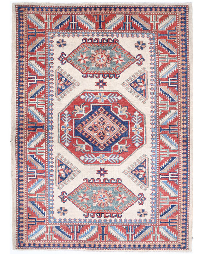 Kazak 4' 2" X 6' 0" Hand Knotted Wool Rug 4' 2" X 6' 0" (127 X 183) / Ivory / Wool