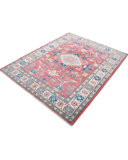 Kazak 5' 0" X 6' 4" Hand Knotted Wool Rug 5' 0" X 6' 4" (152 X 193) / Red / Wool