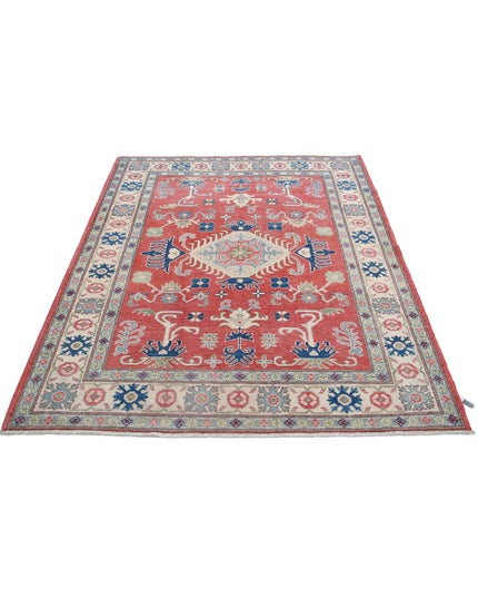 Kazak 5' 0" X 6' 4" Hand Knotted Wool Rug 5' 0" X 6' 4" (152 X 193) / Red / Wool