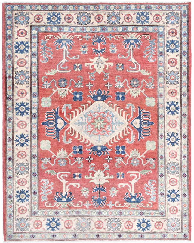 Kazak 5' 0" X 6' 4" Hand Knotted Wool Rug 5' 0" X 6' 4" (152 X 193) / Red / Wool