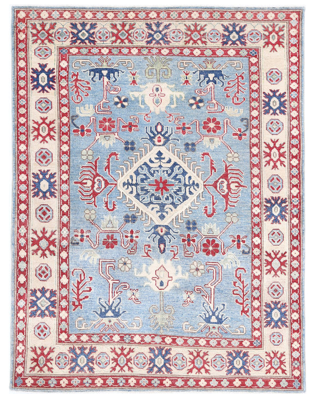 Kazak 4' 10" X 6' 7" Hand Knotted Wool Rug 4' 10" X 6' 7" (147 X 201) / Blue / Wool