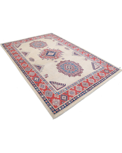 Kazak 6' 2" X 9' 2" Hand Knotted Wool Rug 6' 2" X 9' 2" (188 X 280) / Ivory / Wool