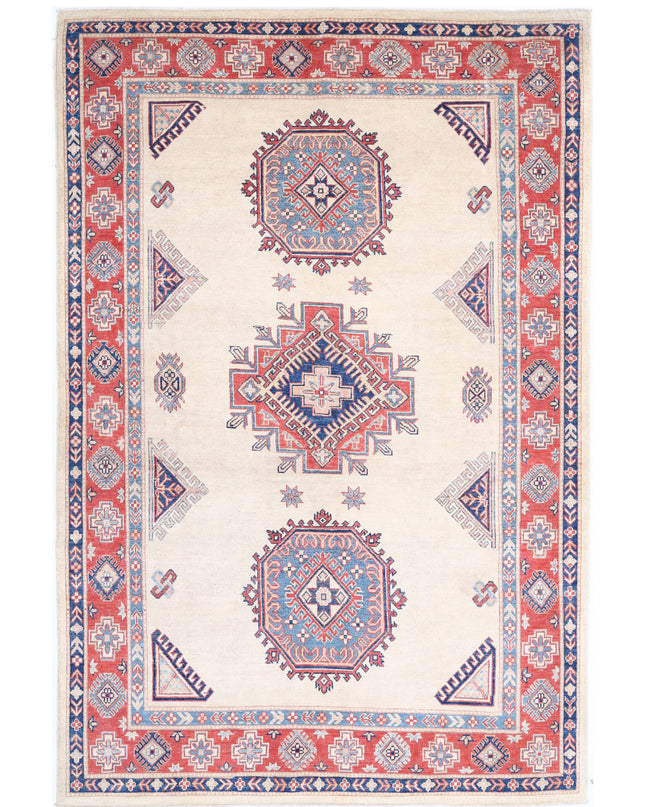 Kazak 6' 2" X 9' 2" Hand Knotted Wool Rug 6' 2" X 9' 2" (188 X 280) / Ivory / Wool