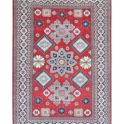Kazak 6' 8" X 9' 10" Hand Knotted Wool Rug 6' 8" X 9' 10" (203 X 300) / Red / Wool