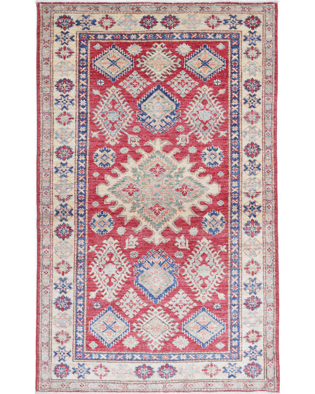 Kazak 3' 3" X 5' 6" Hand Knotted Wool Rug 3' 3" X 5' 6" (99 X 168) / Red / Wool