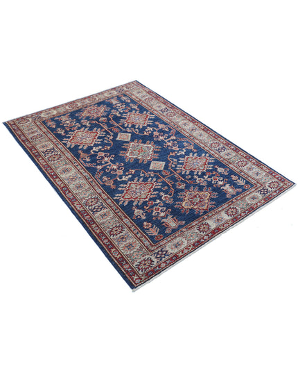 Kazak 4' 0" X 5' 5" Hand Knotted Wool Rug 4' 0" X 5' 5" (122 X 165) / Blue / Wool