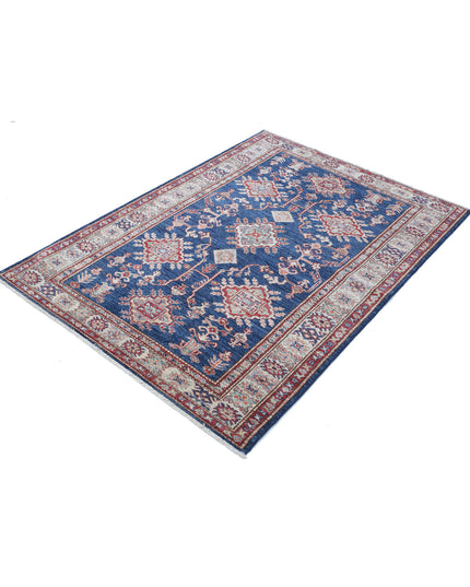 Kazak 4' 0" X 5' 5" Hand Knotted Wool Rug 4' 0" X 5' 5" (122 X 165) / Blue / Wool