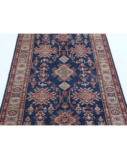 Kazak 4' 0" X 5' 5" Hand Knotted Wool Rug 4' 0" X 5' 5" (122 X 165) / Blue / Wool