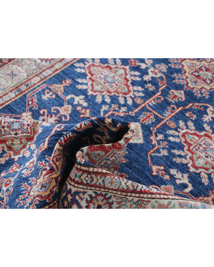 Kazak 4' 0" X 5' 5" Hand Knotted Wool Rug 4' 0" X 5' 5" (122 X 165) / Blue / Wool