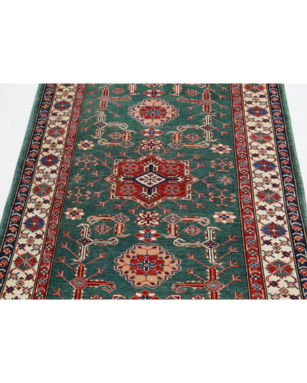 Kazak 3' 10" X 5' 0" Hand Knotted Wool Rug 3' 10" X 5' 0" (117 X 152) / Green / Wool