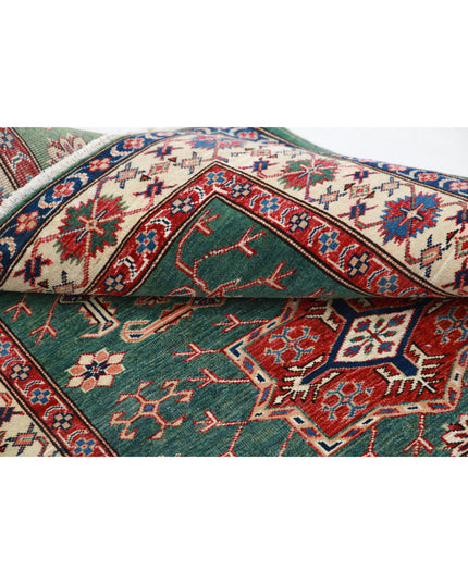 Kazak 3' 10" X 5' 0" Hand Knotted Wool Rug 3' 10" X 5' 0" (117 X 152) / Green / Wool