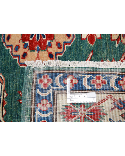 Kazak 3' 10" X 5' 0" Hand Knotted Wool Rug 3' 10" X 5' 0" (117 X 152) / Green / Wool