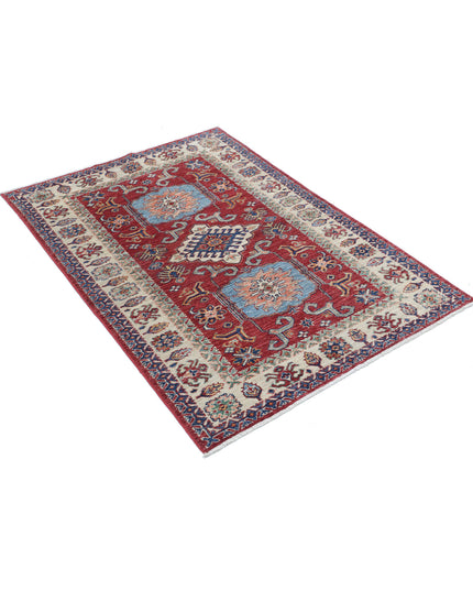 Kazak 3' 4" X 4' 9" Hand Knotted Wool Rug 3' 4" X 4' 9" (101 X 145) / Red / Wool