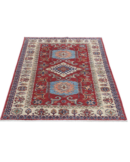 Kazak 3' 4" X 4' 9" Hand Knotted Wool Rug 3' 4" X 4' 9" (101 X 145) / Red / Wool