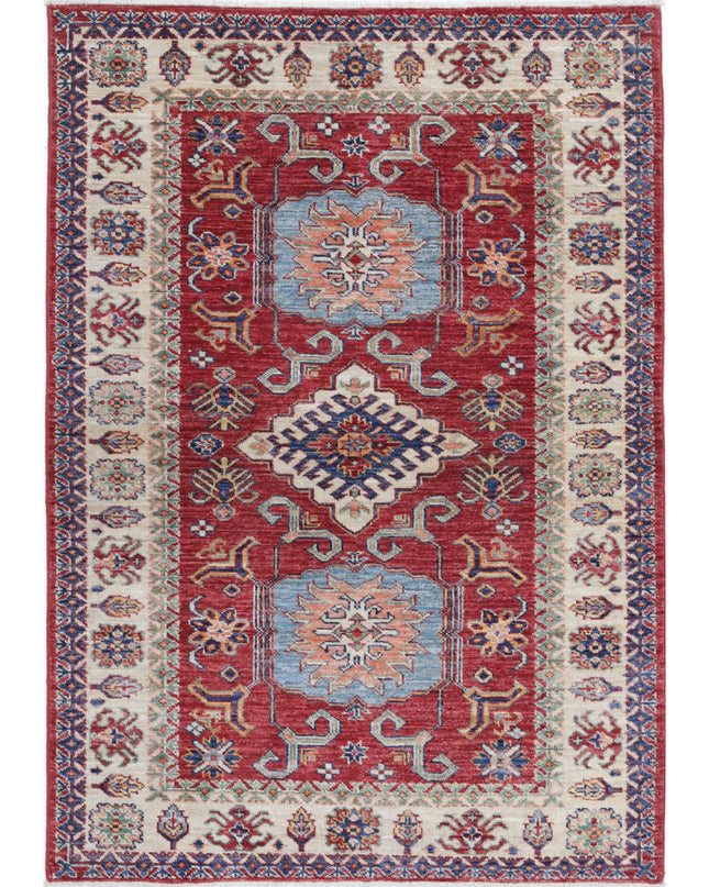 Kazak 3' 4" X 4' 9" Hand Knotted Wool Rug 3' 4" X 4' 9" (101 X 145) / Red / Wool