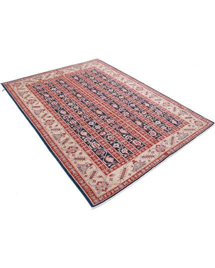 Kazak 5' 5" X 7' 2" Hand Knotted Wool Rug 5' 5" X 7' 2" (165 X 219) / Blue / Wool