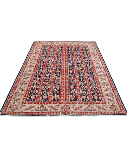 Kazak 5' 5" X 7' 2" Hand Knotted Wool Rug 5' 5" X 7' 2" (165 X 219) / Blue / Wool