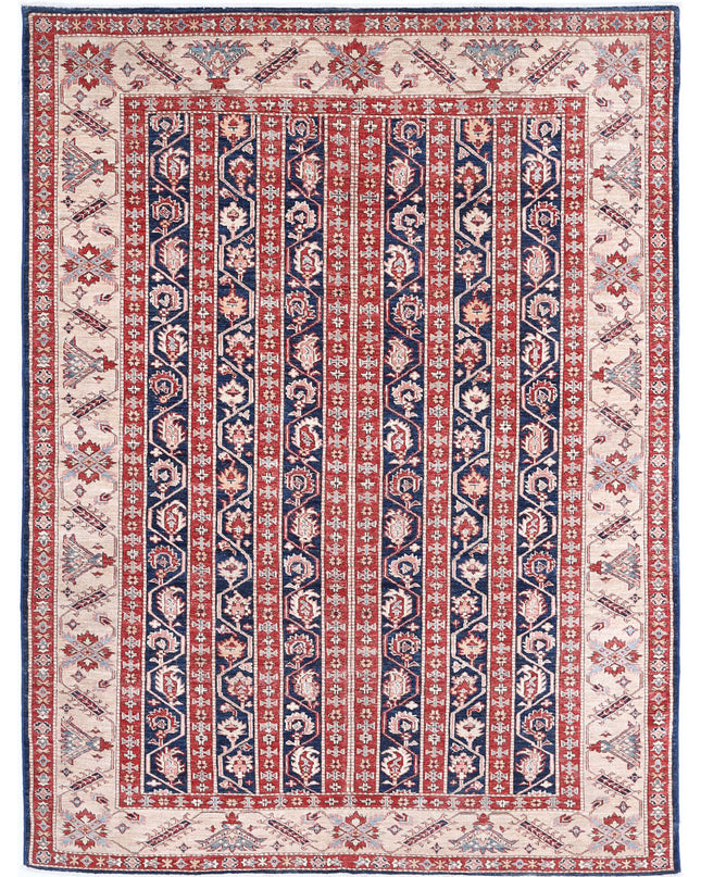 Kazak 5' 5" X 7' 2" Hand Knotted Wool Rug 5' 5" X 7' 2" (165 X 219) / Blue / Wool