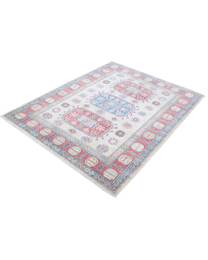 Kazak 4' 8" X 5' 11" Hand Knotted Wool Rug 4' 8" X 5' 11" (142 X 180) / Ivory / Wool