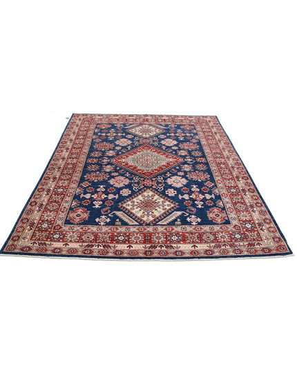 Kazak 6' 2" X 7' 6" Hand Knotted Wool Rug 6' 2" X 7' 6" (188 X 229) / Blue / Wool