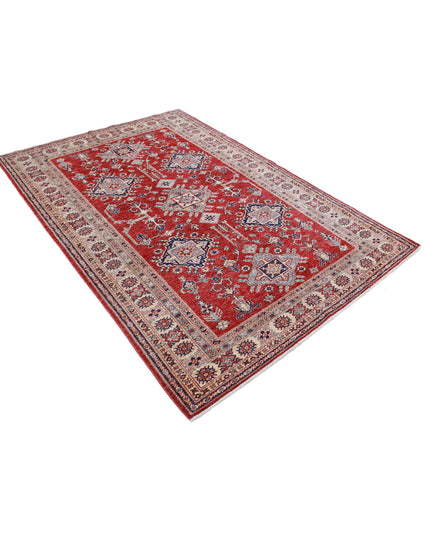 Kazak 5' 4" X 7' 8" Hand Knotted Wool Rug 5' 4" X 7' 8" (162 X 234) / Red / Wool