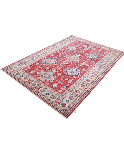 Kazak 5' 4" X 7' 8" Hand Knotted Wool Rug 5' 4" X 7' 8" (162 X 234) / Red / Wool