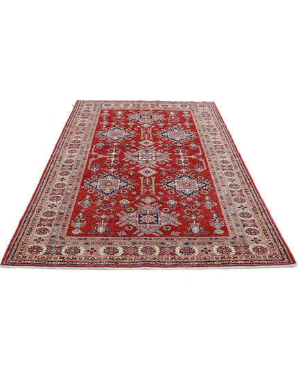 Kazak 5' 4" X 7' 8" Hand Knotted Wool Rug 5' 4" X 7' 8" (162 X 234) / Red / Wool
