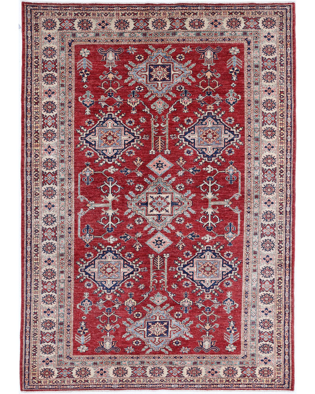 Kazak 5' 4" X 7' 8" Hand Knotted Wool Rug 5' 4" X 7' 8" (162 X 234) / Red / Wool