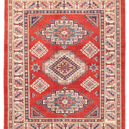 Kazak 5' 1" X 6' 2" Hand Knotted Wool Rug 5' 1" X 6' 2" (155 X 188) / Red / Wool
