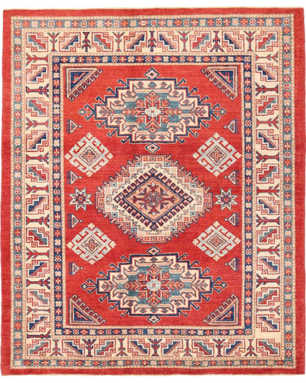 Kazak 5' 1" X 6' 2" Hand Knotted Wool Rug 5' 1" X 6' 2" (155 X 188) / Red / Wool