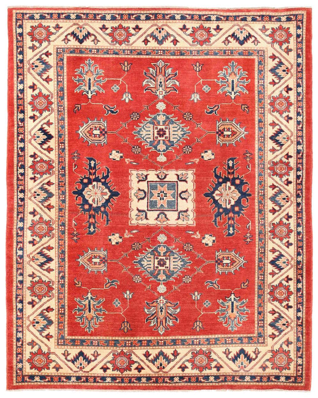 Kazak 5' 2" X 6' 7" Hand Knotted Wool Rug 5' 2" X 6' 7" (158 X 201) / Red / Wool