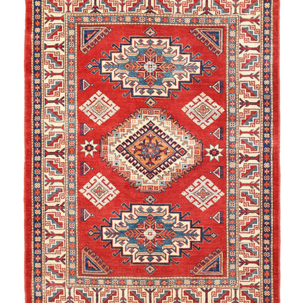 Kazak 5' 0" X 6' 11" Hand Knotted Wool Rug 5' 0" X 6' 11" (152 X 211) / Red / Wool