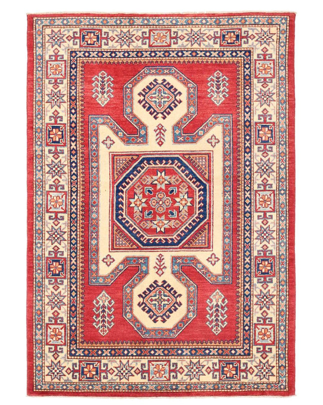 Kazak 4' 8" X 6' 8" Hand Knotted Wool Rug 4' 8" X 6' 8" (142 X 203) / Red / Wool