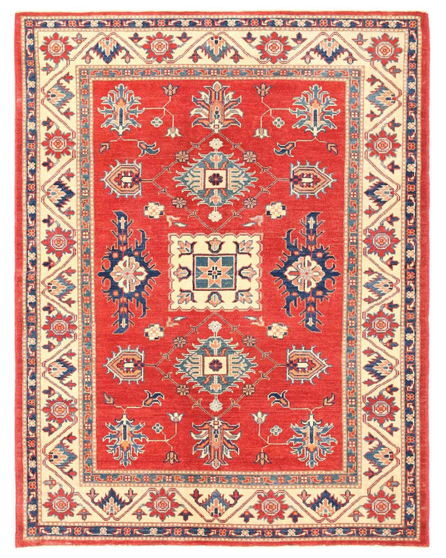 Kazak 5' 2" X 6' 9" Hand Knotted Wool Rug 5' 2" X 6' 9" (158 X 206) / Red / Wool
