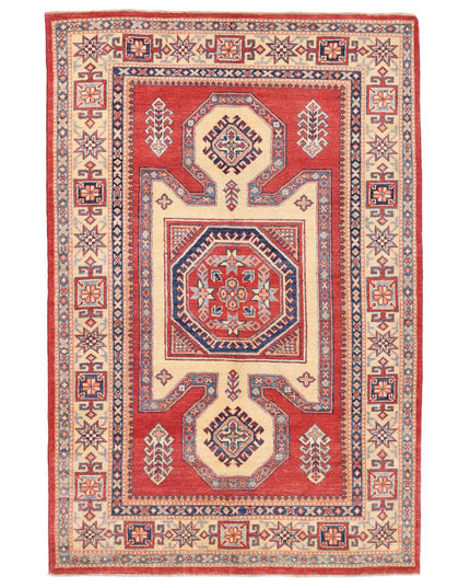 Kazak 4' 4" X 6' 9" Hand Knotted Wool Rug 4' 4" X 6' 9" (132 X 206) / Red / Wool