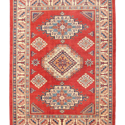 Kazak 4' 11" X 6' 7" Hand Knotted Wool Rug 4' 11" X 6' 7" (150 X 201) / Red / Wool