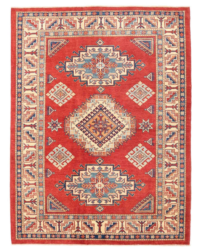 Kazak 4' 11" X 6' 7" Hand Knotted Wool Rug 4' 11" X 6' 7" (150 X 201) / Red / Wool