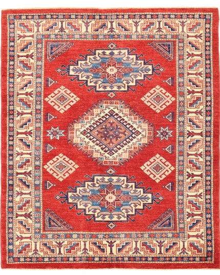 Kazak 5' 1" X 6' 2" Hand Knotted Wool Rug 5' 1" X 6' 2" (155 X 188) / Red / Wool