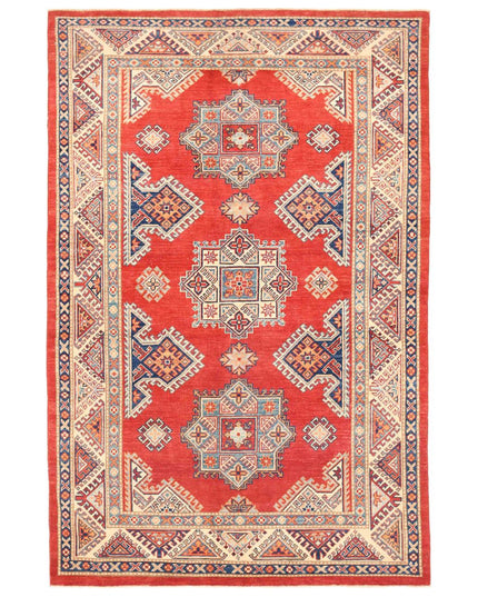 Kazak 5' 5" X 8' 5" Hand Knotted Wool Rug 5' 5" X 8' 5" (165 X 257) / Red / Wool