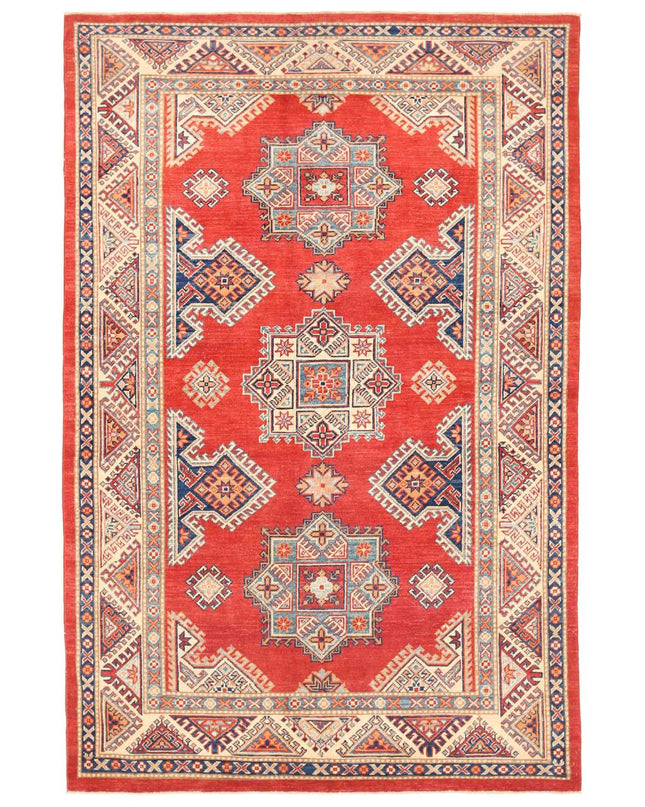 Kazak 5' 5" X 8' 5" Hand Knotted Wool Rug 5' 5" X 8' 5" (165 X 257) / Red / Wool