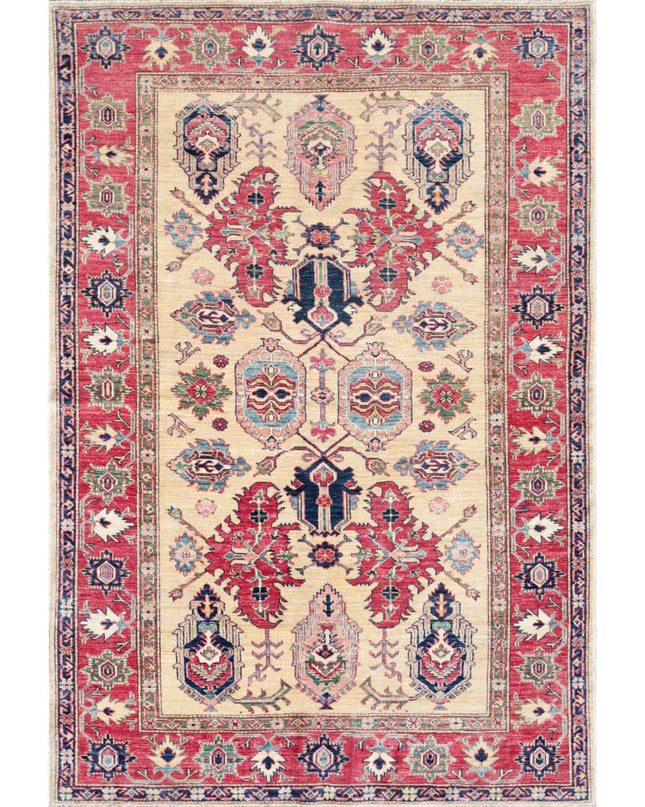 Kazak 5' 6" X 8' 1" Hand Knotted Wool Rug 5' 6" X 8' 1" (168 X 246) / Gold / Wool