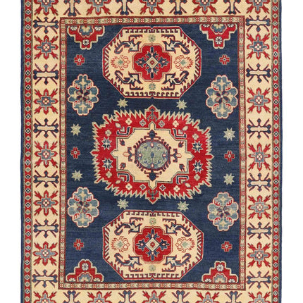 Kazak 4' 11" X 6' 8" Hand Knotted Wool Rug 4' 11" X 6' 8" (150 X 203) / Blue / Wool